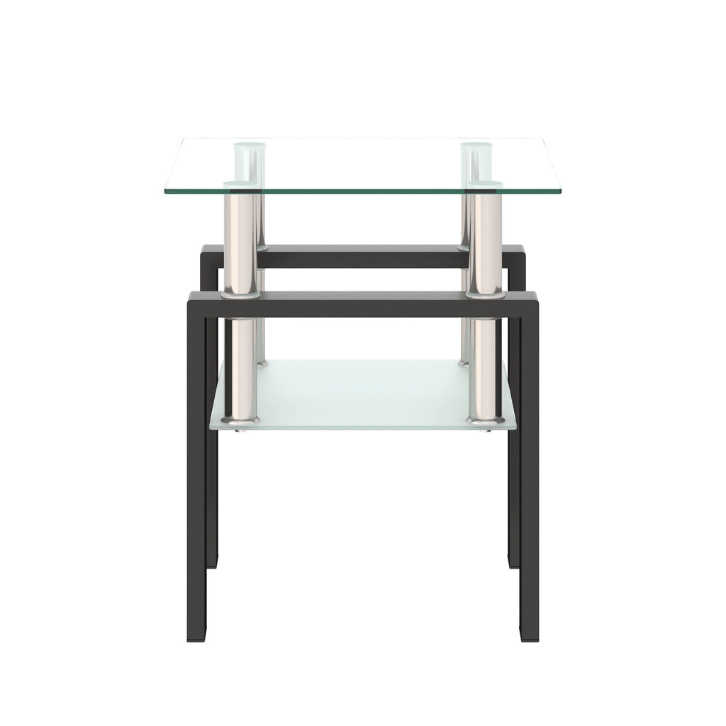 Modern Tempered Glass Tea Table, End Square Table For Living Room