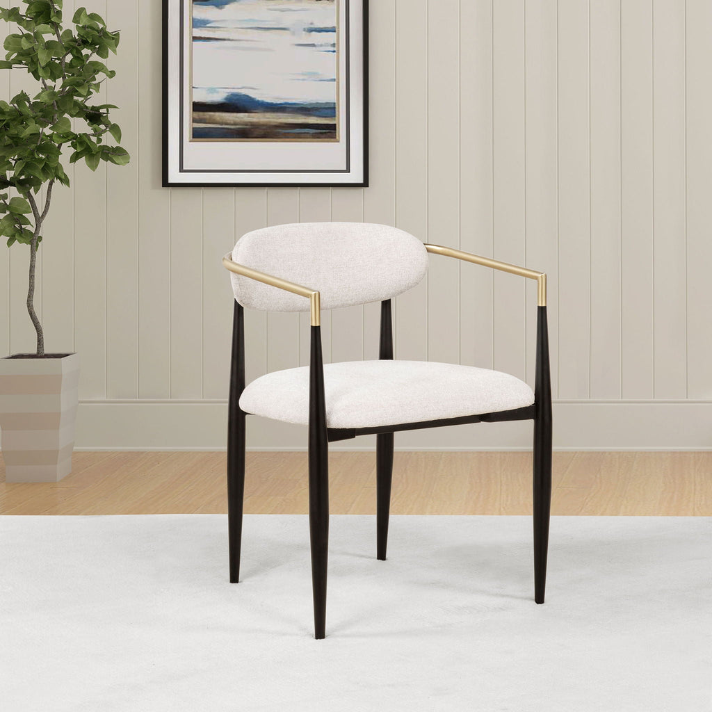 Bradbury Fabric Upholstered Dining Arm Chair Beige (Set of 2)