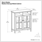 Warm Shaker - Handcrafted Medium Storage Media Cabinet