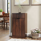 Tilt Out Trash Can Cabinet With Wave Textured Drawer & Pull Out Bin