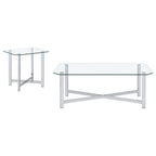 Cronin 2-piece Tempered Glass Top Coffee Table Set Chrome