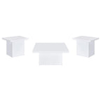 Devar 3-piece Square Coffee End Table Set White High Gloss