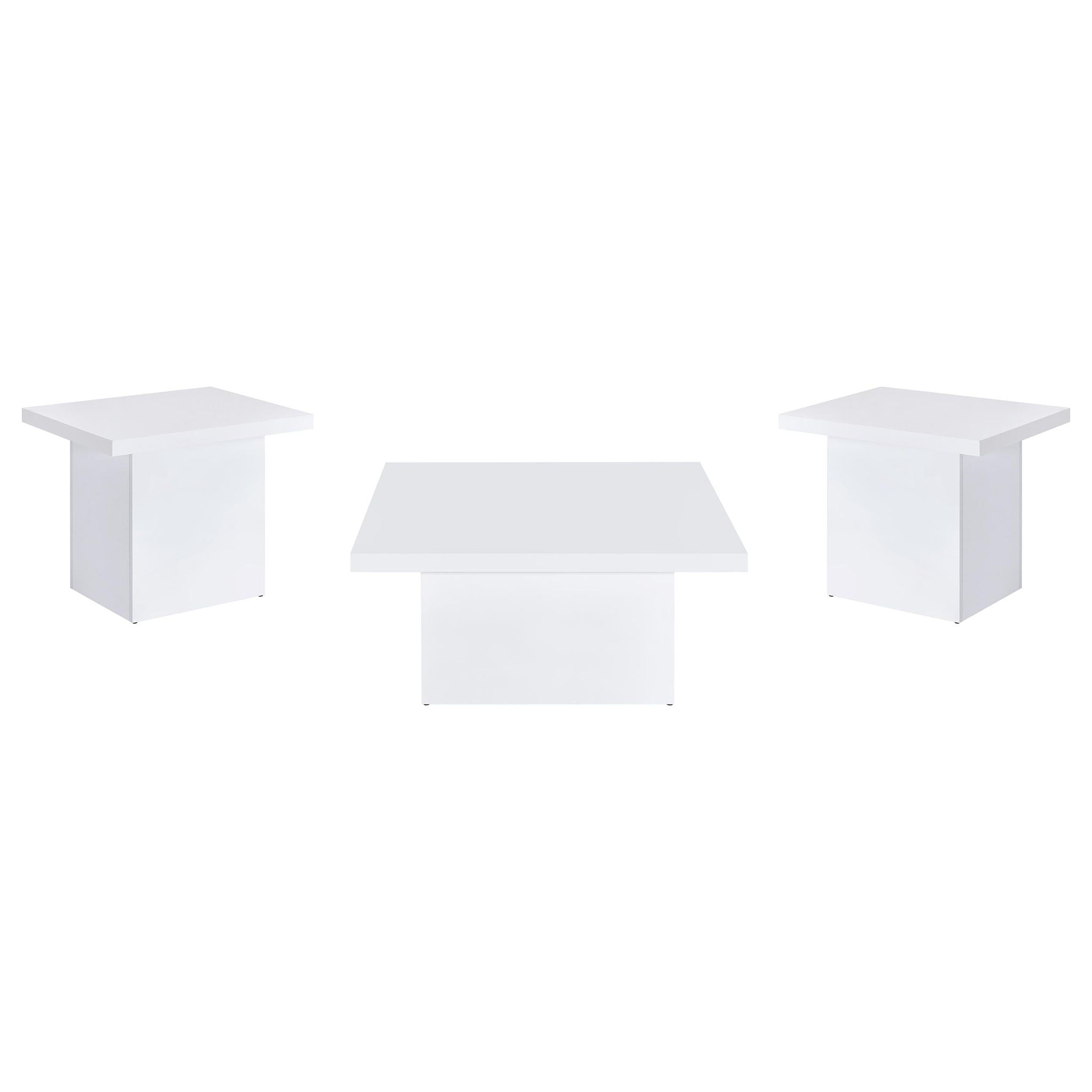 Devar 3-piece Square Coffee End Table Set White High Gloss