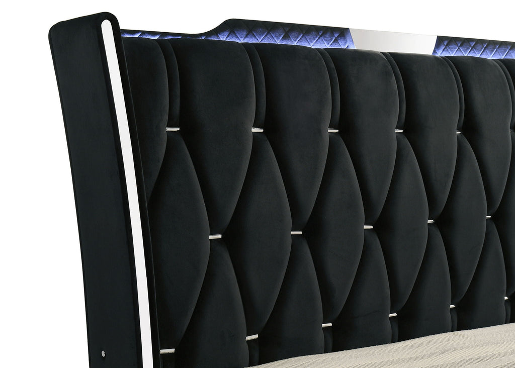 Lorient California King LED Upholstered Bed Black