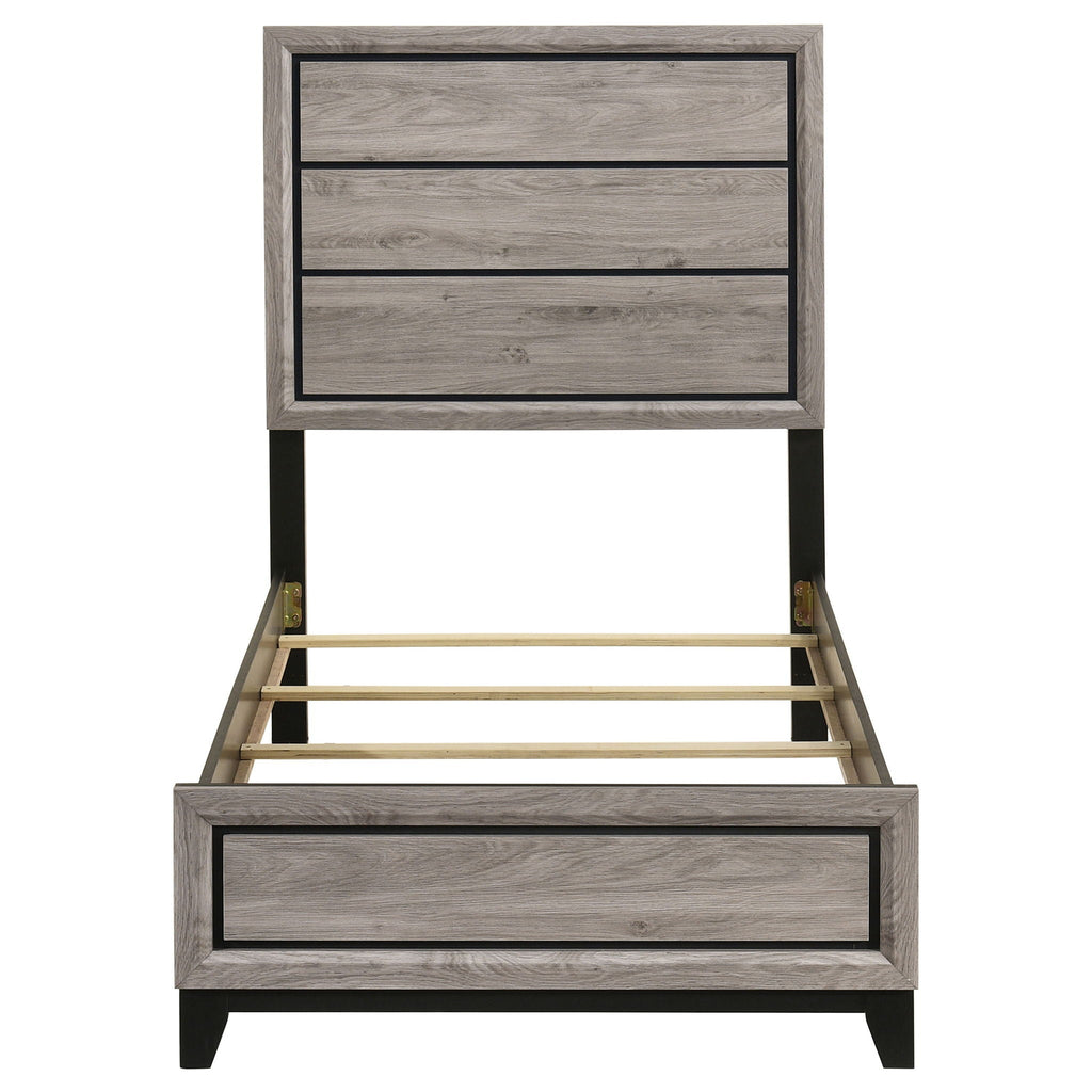 Valen Wood Twin Panel Bed Light Taupe
