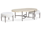 Jennings - Oval Cocktail Table With Two Ottomans - Edgecomb Gray And Weathered Antique Nickel