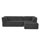 Upholstered L-Shaped Modular Sectional Sofa With Chaise, Wave-Shaped Armrest
