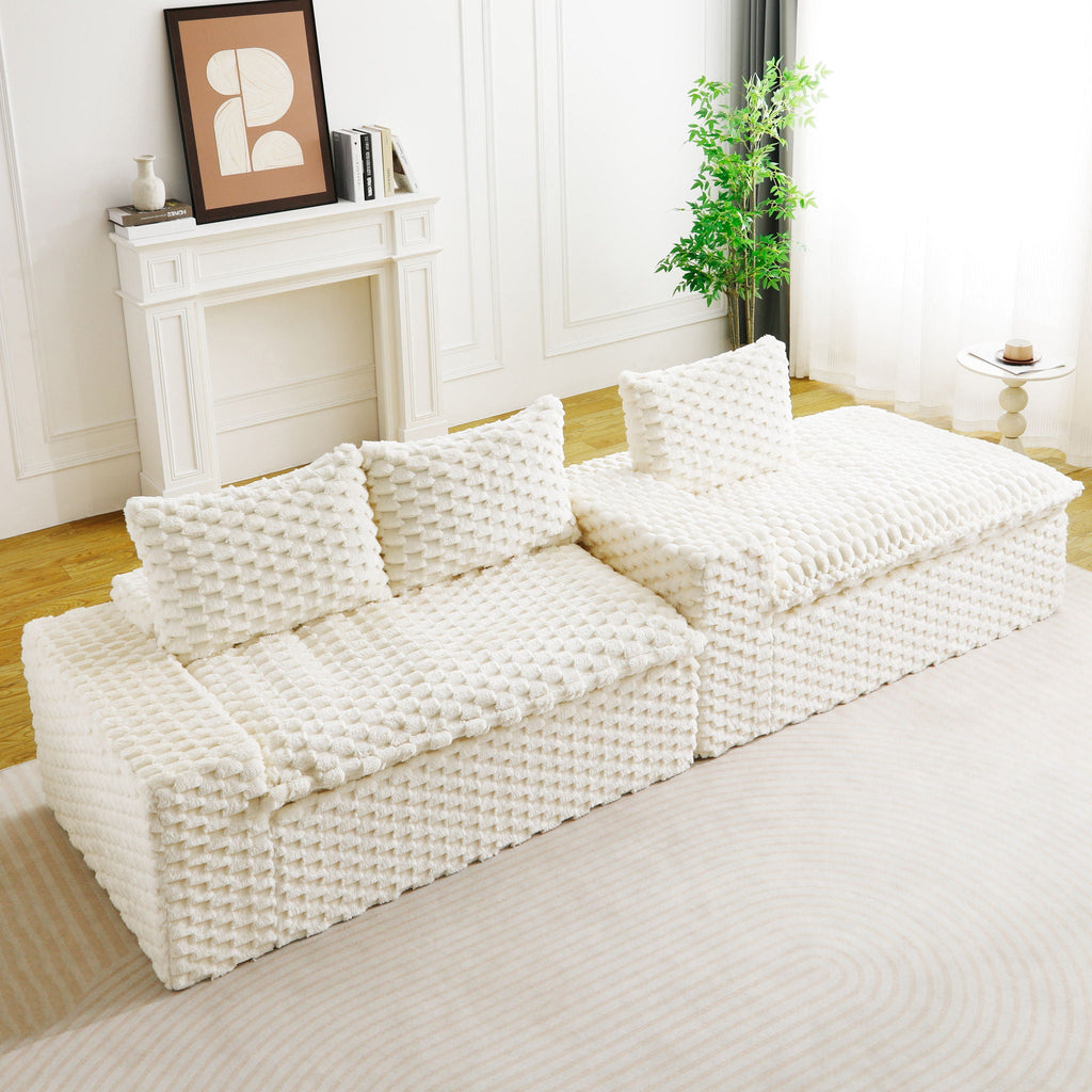 Modular Sofa, Convertible Twin Seat With Chaise Lounge