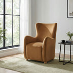 Thornton Velvet Upholstered Wingback Lounge Accent Chair Cognac