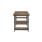 Industrial Style Metal Frame Accent Desk With Side Shelving - Gray