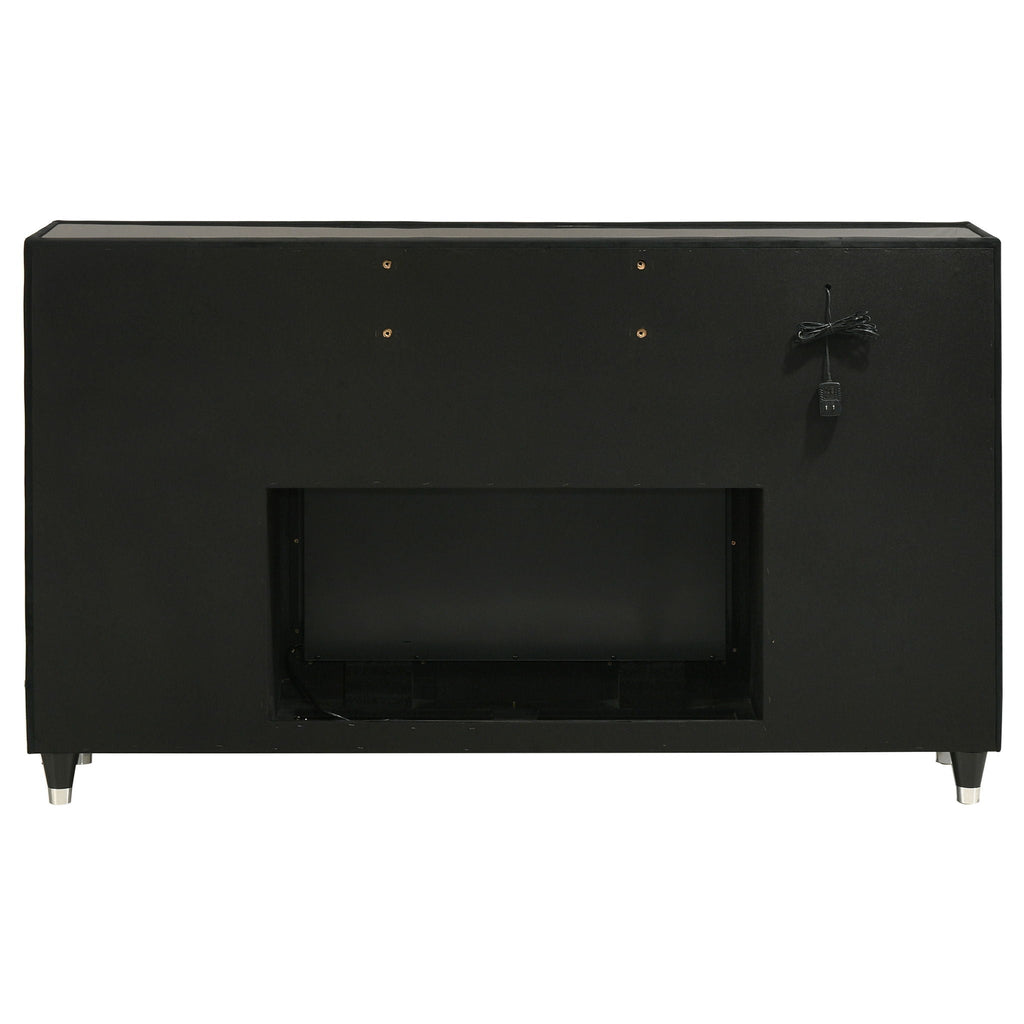 Lorient 8-drawer LED Bedroom Flame Box Dresser Black