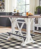 Valebeck - Rectangular Dining Room Counter Table - White / Brown