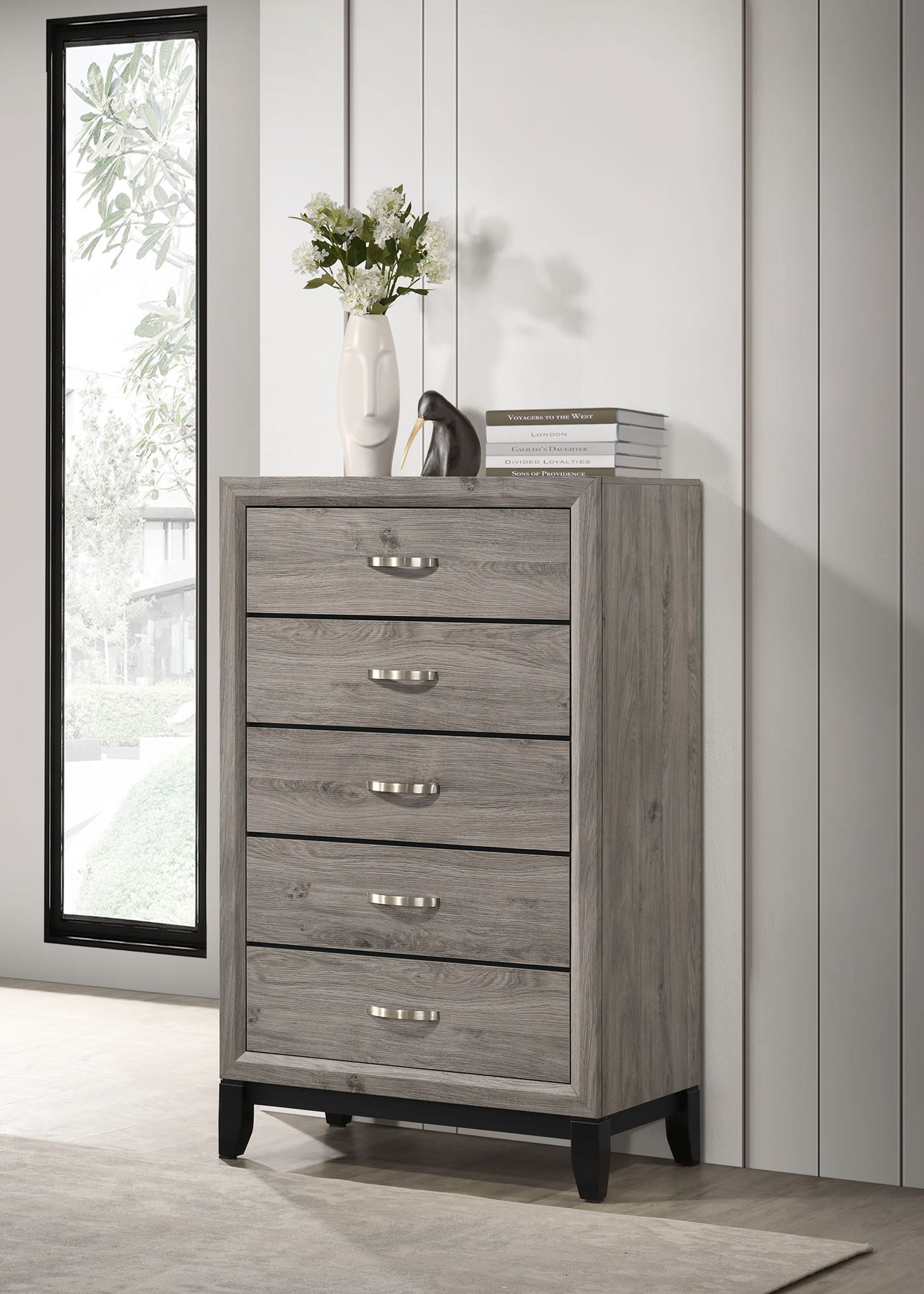 Valen 5-drawer Bedroom Chest of Drawers Light Taupe