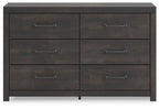 Hollivern - Six Drawer Dresser - Dark Gray