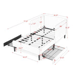 Upholstered Platform Bed Frame With 2 Storage Drawers And Adjustable Sofa Bed