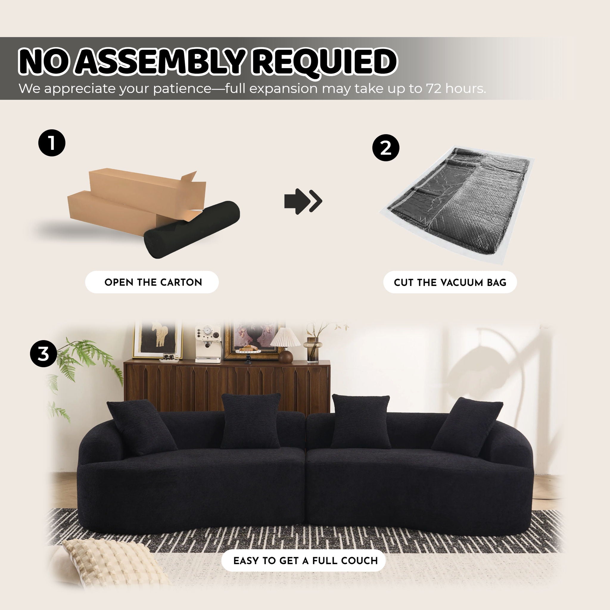 4 Seater Sofa With Fabric, 30D, 60 Hardness Full Sponge, 4 Pillow For Living Room, Home Furniture Sleeper Sectional Sofa For Apartment
