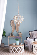 6 Light Chandelier, Hanging Light Fixture With Adjustable Chain For Kitchen, Bulb Not Included - White