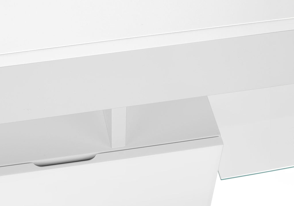 TV Stand, Console, Media Entertainment Center, Storage Cabinet, Glossy Contemporary & Modern - White