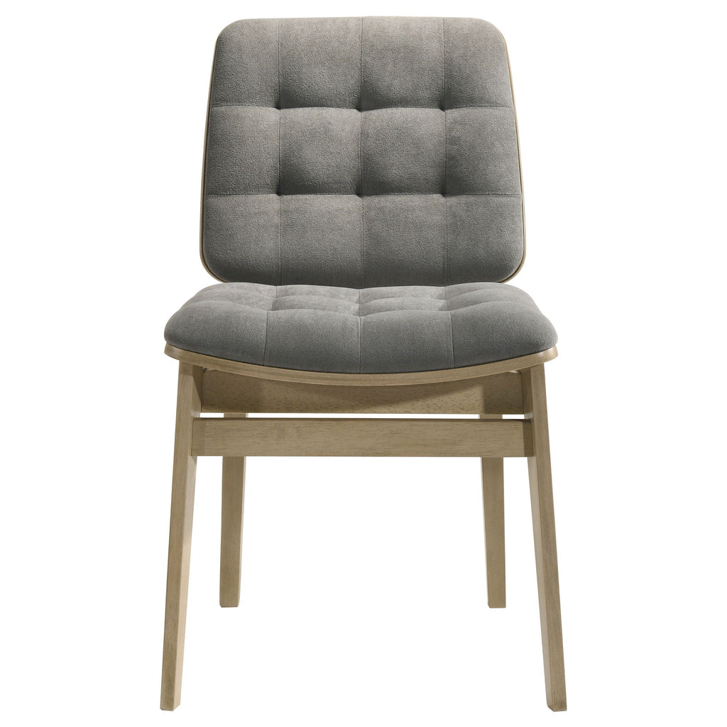 Redbridge Velvet Upholstered Side Chair Grey and Natural Oak (Set of 2)