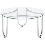Beller Round Tempered Glass Top Cocktail Coffee Table Chrome