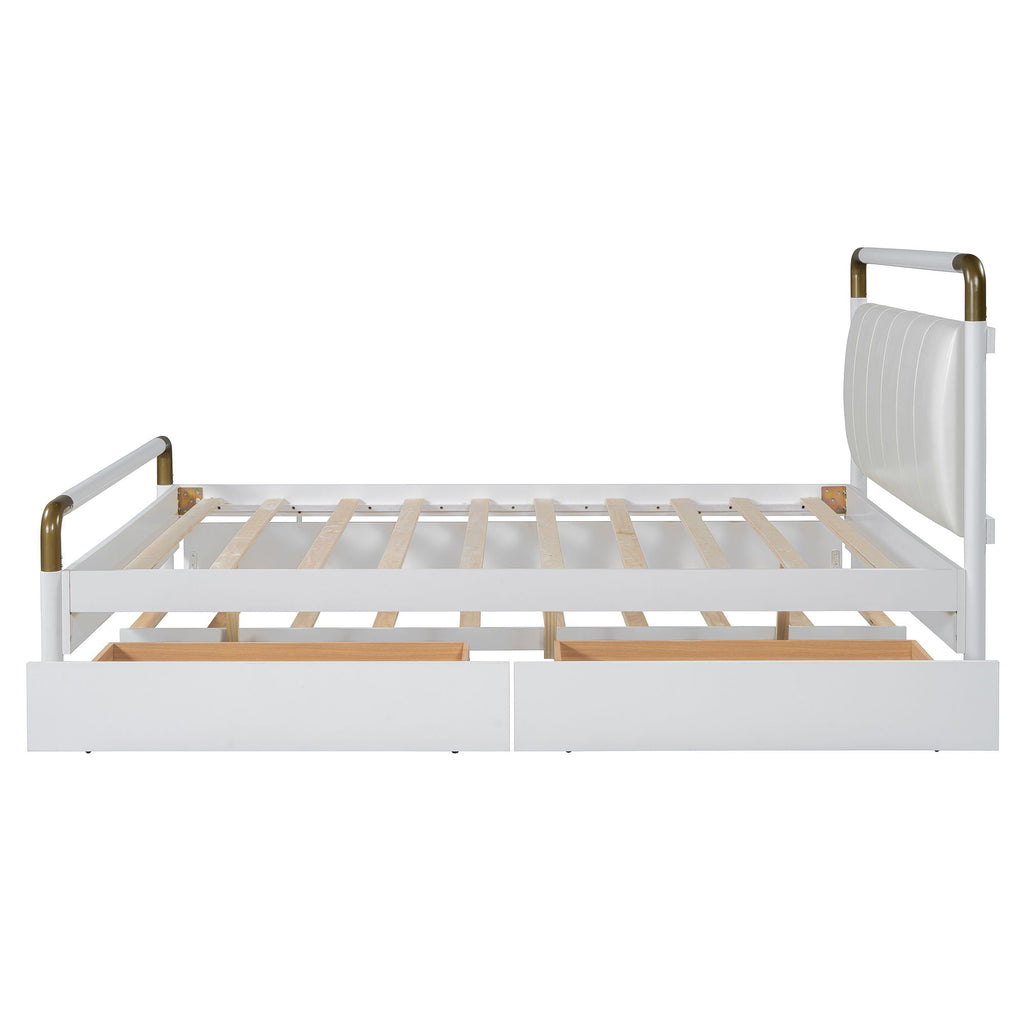 Storage Platform Bed, With 2 Big Drawers, Trundle