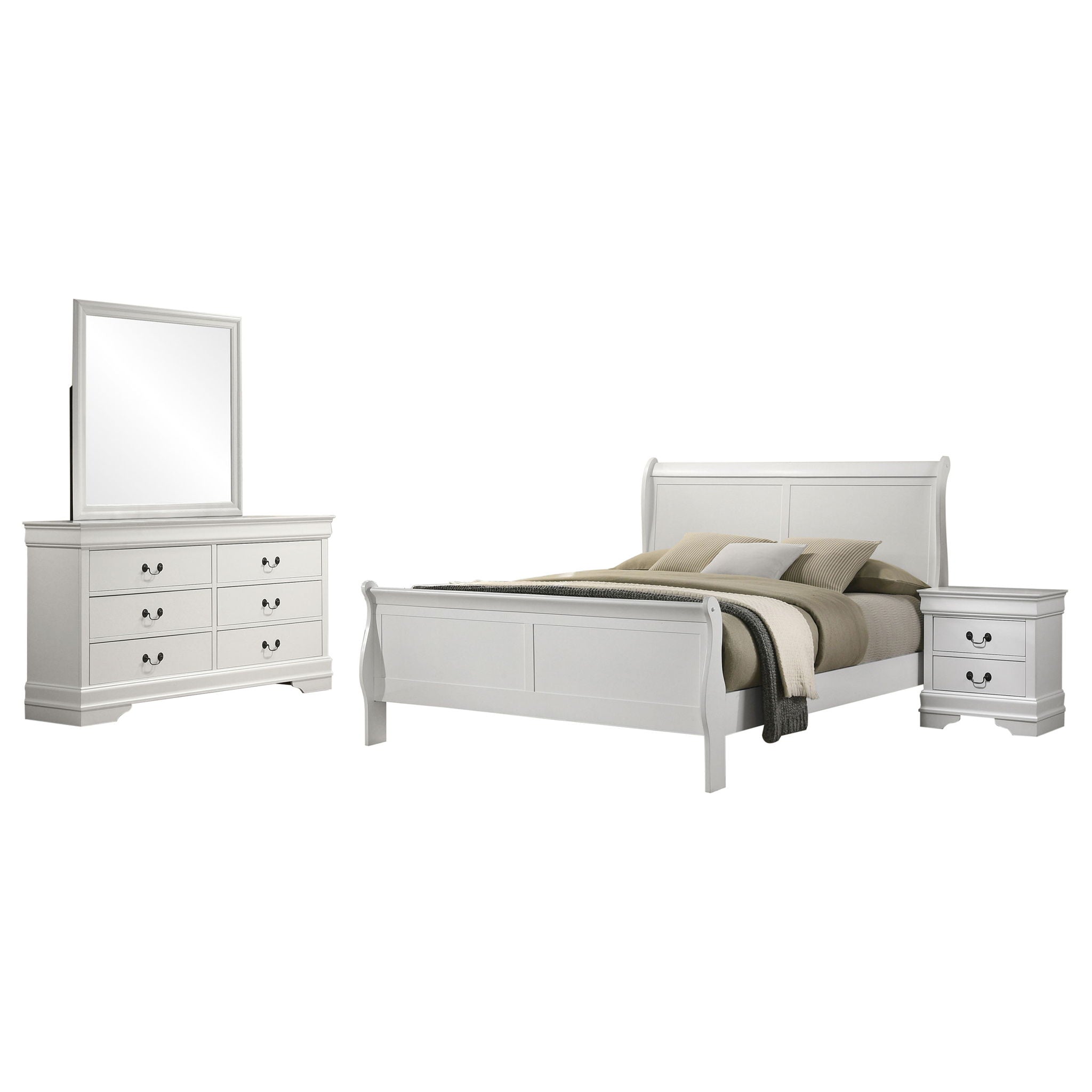 Louis Philippe 4-piece Eastern King Bedroom Set White