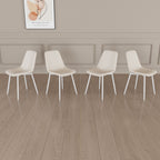 Modern Kitchen Dining Chairs (Set of 4) With Linen Padding And Sturdy Metal Legs - Beige