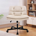 Large Size Swivel Home Office Desk Chair Armless Office Room Chair - Beige