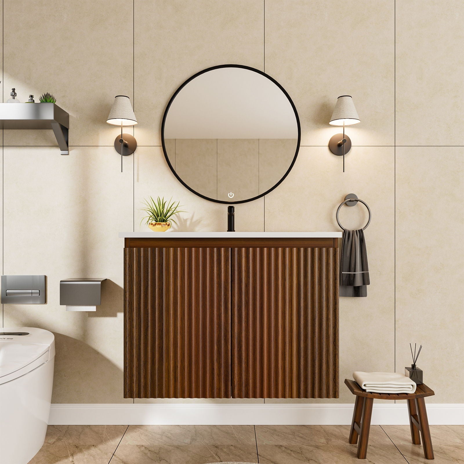 Folding Wall Cabinet With Creamic Sink