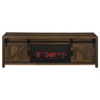 Enfield 71-inch TV Stand Fireplace Media Console Dark Pine