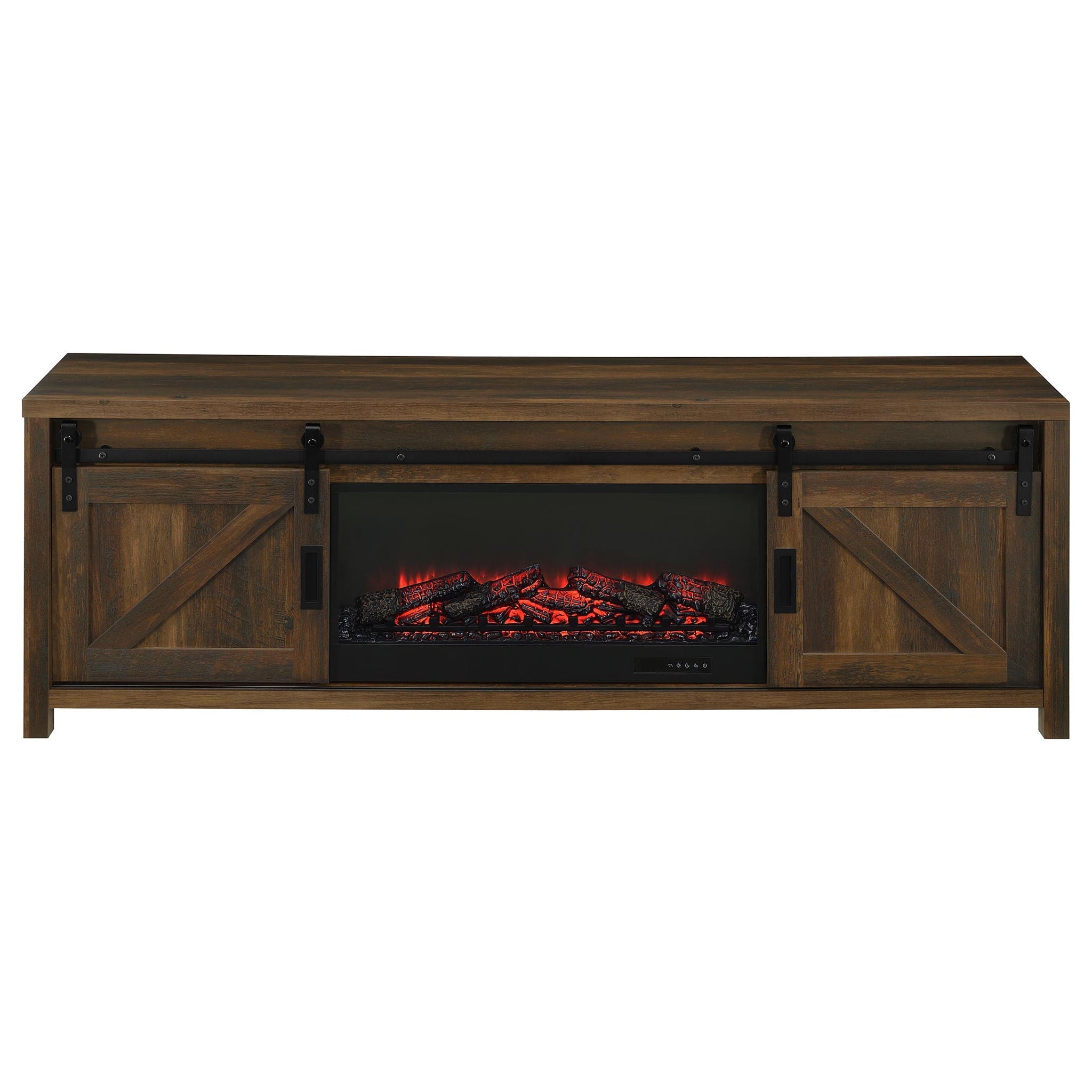 Enfield 71-inch TV Stand Fireplace Media Console Dark Pine