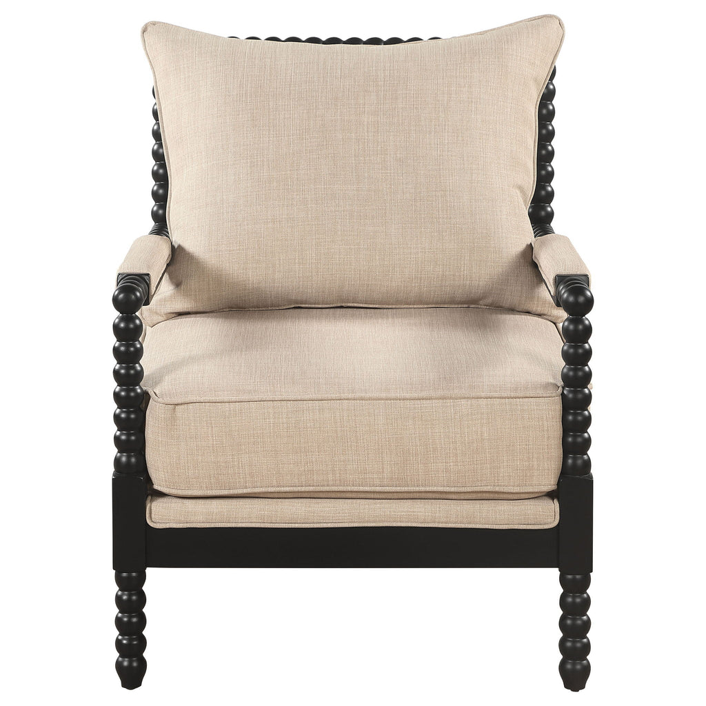 Blanchett Upholstered Bobbin Accent Chair Beige and Black