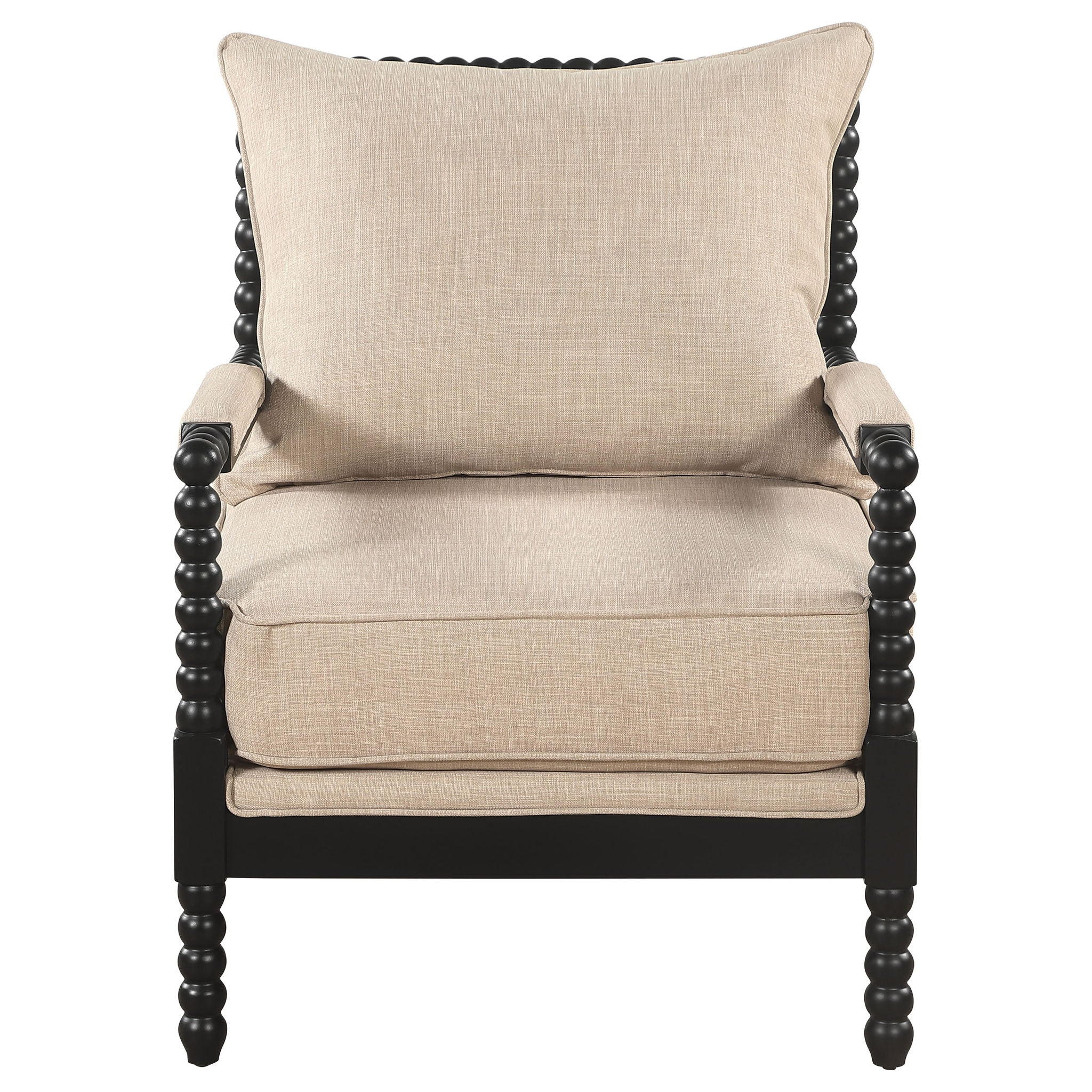 Blanchett Upholstered Bobbin Accent Chair Beige and Black
