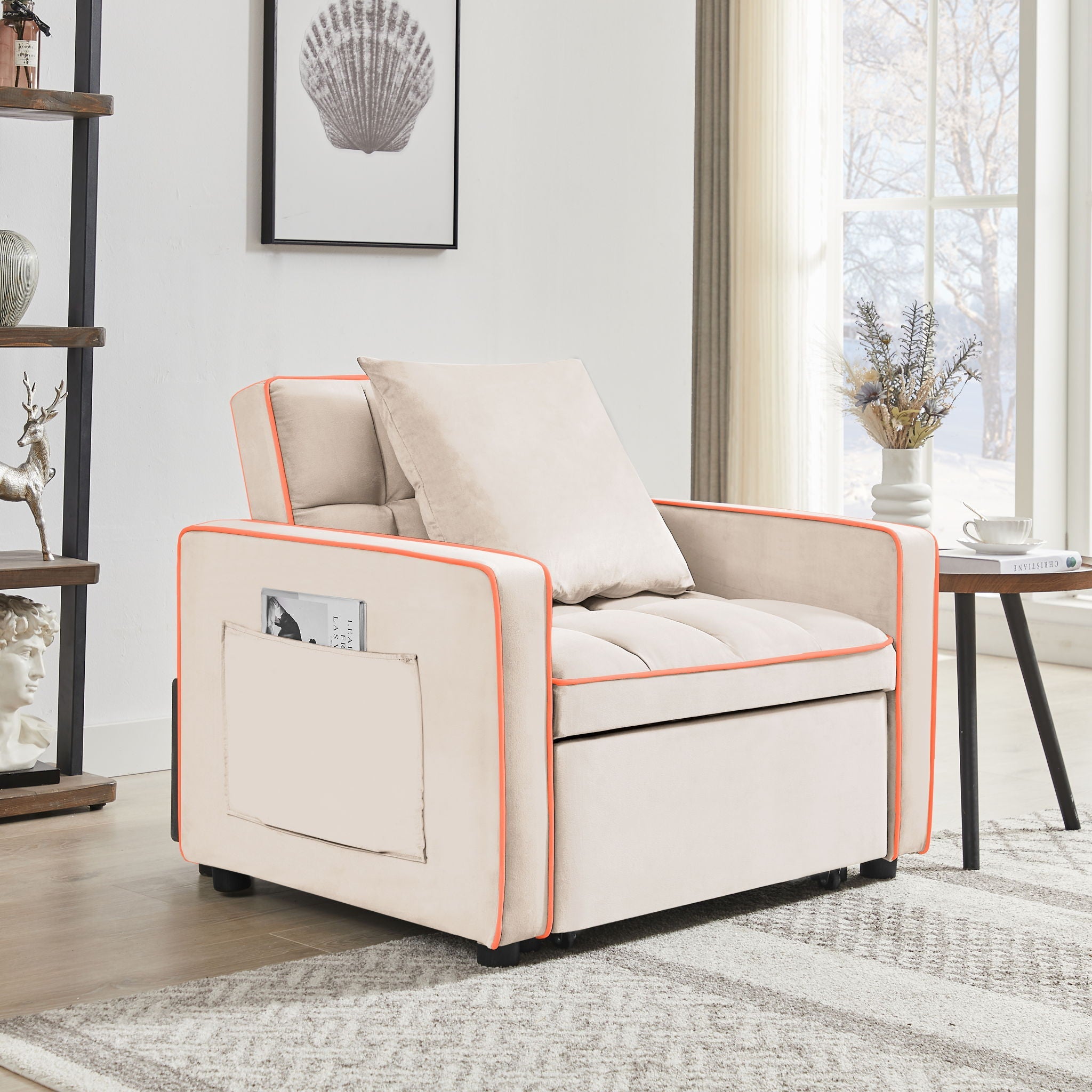 Modern 3 In 1 Sofa Bed Chair, Adjustable Recliner