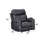 Hirah - Motion Glider Recliner - Dark Gray Polish Microfiber