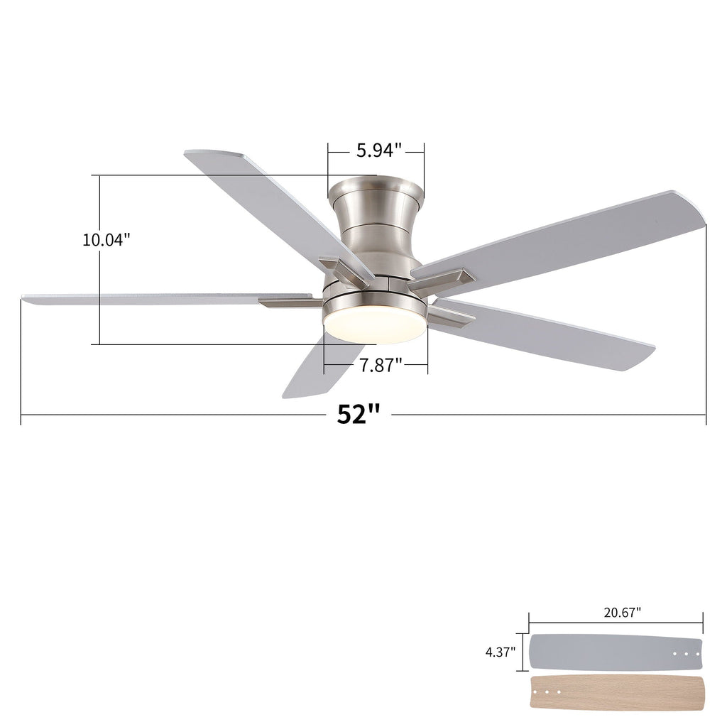Mordern Flush Mount Ceiling Fan With Light And Remote Control