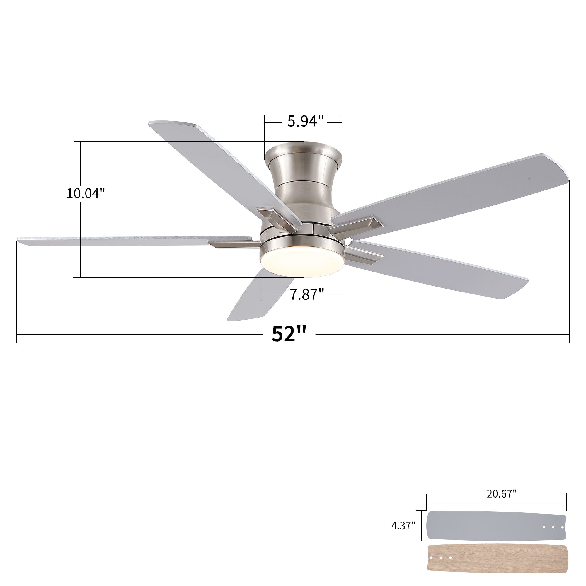 Mordern Flush Mount Ceiling Fan With Light And Remote Control