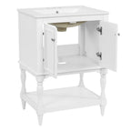 Modern Bathroom Vanity With Sink, Rectangular Cabinet With Open Shelf And Closed Storage