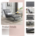 Chaise Lounge Indoor, Button Tufted Upholstered Chaise Lounge Chair With Pillow