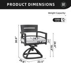 Outdoor Patio Swivel Rocker With Outdoor Grade Sunbrella Fabric Cushions (Set of 2) - Ember Black