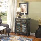 Glancio - Console Cabinet - Antique Oak & Teal