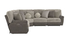 Rendezvous - 5 Piece Modular Sectional With 3 Reclining Seats & Castered Cocktail Ottoman - Umber