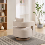Swivel Accent Open Back Barrel Chair With Weathered Base