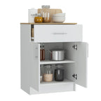 Pantry Organizer Cabinet One Drawer, Two Interior Shelves, Two Doors - White / Light Oak