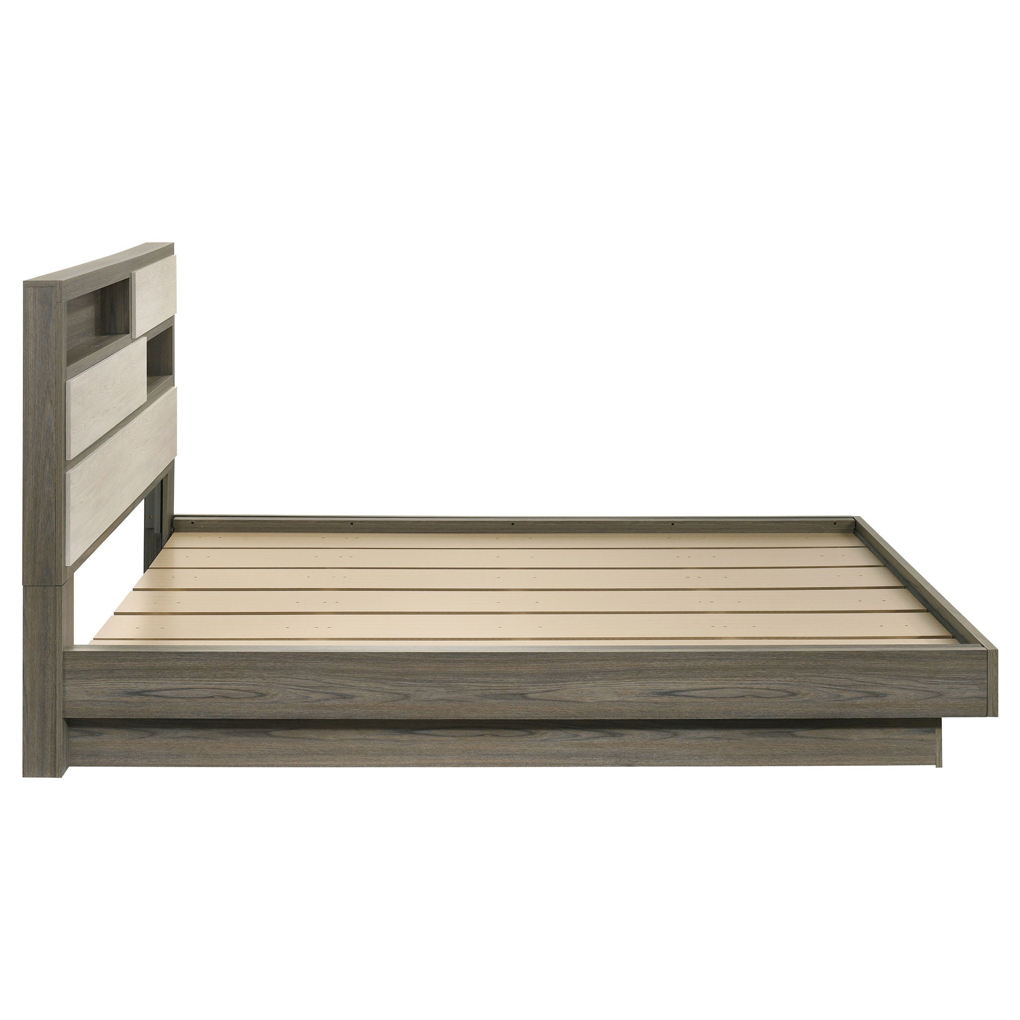 Fenwick California King Bed Bookcase Headboard Grey Oak