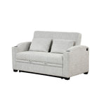 Pull Out Loveseat Sofa With Adjsutable Backrest, 2 Pillows, Cup Holders, USB Ports For Living Room