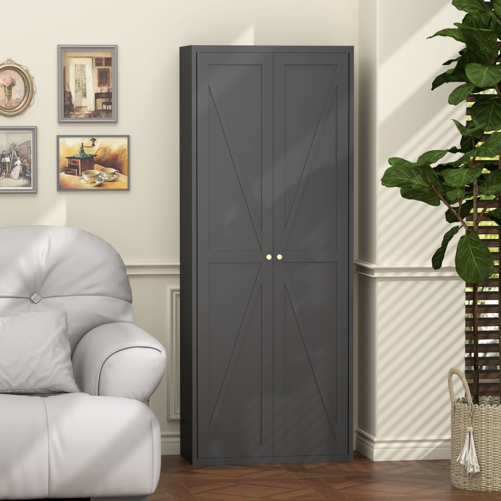 Adjustable 2 Door Storage Cabinet With Adjustable Shelves