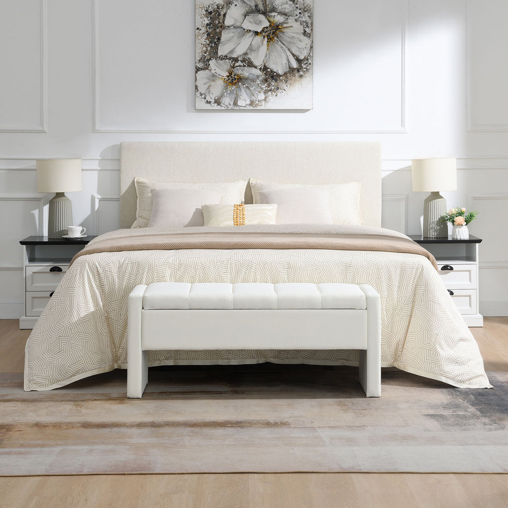 Modern Upholstered Large Bed End Bench With Storage