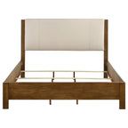 Adderley Eastern King Wood Panel Bed Cream and Warm Brown