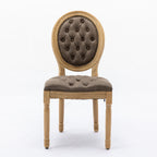 French Style Solid Wood Frame Antique Painting, Hand-Pulled Buckle Decoration Artificial Dining Chair With Nailhead Trim, Wood Legs